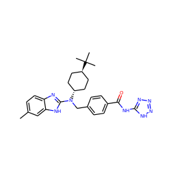 Cc1ccc2nc(N(Cc3ccc(C(=O)Nc4nnn[nH]4)cc3)[C@H]3CC[C@H](C(C)(C)C)CC3)[nH]c2c1 ZINC000261170016