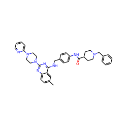 Cc1ccc2nc(N3CCN(c4ccccn4)CC3)nc(NCc3ccc(NC(=O)C4CCN(Cc5ccccc5)CC4)cc3)c2c1 ZINC000142143491