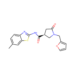 Cc1ccc2nc(NC(=O)[C@H]3CC(=O)N(Cc4ccco4)C3)sc2c1 ZINC000003426045