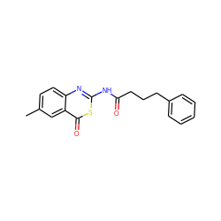 Cc1ccc2nc(NC(=O)CCCc3ccccc3)sc(=O)c2c1 ZINC000096905576