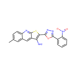 Cc1ccc2nc3sc(-c4nnc(-c5ccccc5[N+](=O)[O-])o4)c(N)c3cc2c1 ZINC000004994004