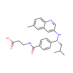 Cc1ccc2ncc(N[C@H](CC(C)C)c3ccc(C(=O)NCCC(=O)O)cc3)cc2c1 ZINC000146508322