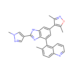 Cc1ccc2ncccc2c1-c1cc(-c2c(C)noc2C)cc2[nH]c(-c3cnn(C)c3)nc12 ZINC000219517143