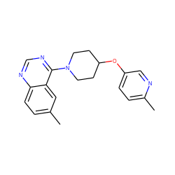 Cc1ccc2ncnc(N3CCC(Oc4ccc(C)nc4)CC3)c2c1 ZINC000653831296