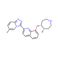 Cc1ccc2nnc(-c3ccc4cccc(O[C@@H]5CCNCC[C@@H]5F)c4n3)n2c1 ZINC000096175083