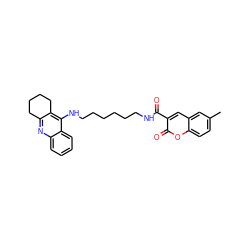 Cc1ccc2oc(=O)c(C(=O)NCCCCCCNc3c4c(nc5ccccc35)CCCC4)cc2c1 ZINC000299829051