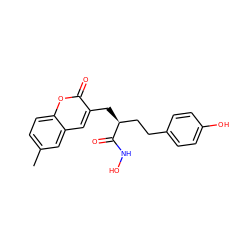 Cc1ccc2oc(=O)c(C[C@@H](CCc3ccc(O)cc3)C(=O)NO)cc2c1 ZINC000034851464