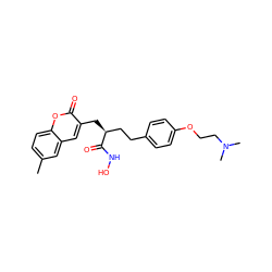 Cc1ccc2oc(=O)c(C[C@@H](CCc3ccc(OCCN(C)C)cc3)C(=O)NO)cc2c1 ZINC000034851708