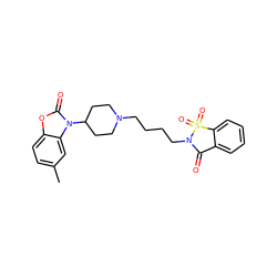 Cc1ccc2oc(=O)n(C3CCN(CCCCN4C(=O)c5ccccc5S4(=O)=O)CC3)c2c1 ZINC000026500009