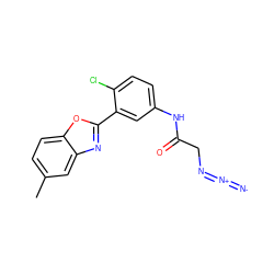 Cc1ccc2oc(-c3cc(NC(=O)CN=[N+]=[N-])ccc3Cl)nc2c1 ZINC000036159041