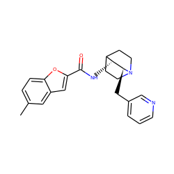 Cc1ccc2oc(C(=O)N[C@@H]3C4CCN(CC4)[C@H]3Cc3cccnc3)cc2c1 ZINC000095575902