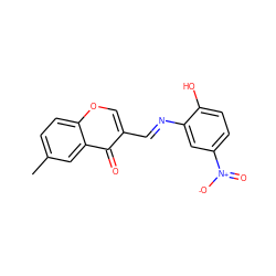 Cc1ccc2occ(/C=N/c3cc([N+](=O)[O-])ccc3O)c(=O)c2c1 ZINC001772614450