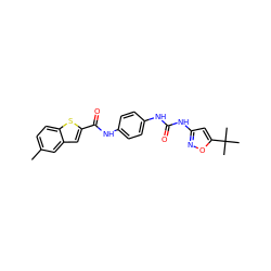 Cc1ccc2sc(C(=O)Nc3ccc(NC(=O)Nc4cc(C(C)(C)C)on4)cc3)cc2c1 ZINC000049785745