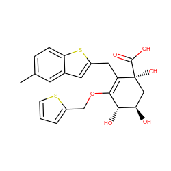 Cc1ccc2sc(CC3=C(OCc4cccs4)[C@@H](O)[C@H](O)C[C@]3(O)C(=O)O)cc2c1 ZINC000072105066