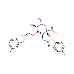 Cc1ccc2sc(COC3=C(Cc4cc5cc(C)ccc5s4)[C@@](O)(C(=O)O)C[C@@H](O)[C@@H]3O)cc2c1 ZINC000072104572