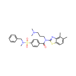 Cc1ccc2sc(N(CCCN(C)C)C(=O)c3ccc(S(=O)(=O)N(C)Cc4ccccc4)cc3)nc2c1C ZINC000038144529