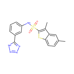 Cc1ccc2sc(S(=O)(=O)Nc3cccc(-c4nnn[nH]4)c3)c(C)c2c1 ZINC000114606809