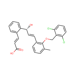 Cc1cccc(/C=C/[C@@H](O)c2ccccc2/C=C/C(=O)O)c1OCc1c(Cl)cccc1Cl ZINC000028342372