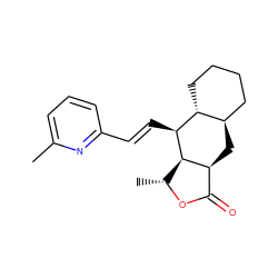 Cc1cccc(/C=C/[C@@H]2[C@@H]3[C@@H](C)OC(=O)[C@@H]3C[C@@H]3CCCC[C@H]32)n1 ZINC000013673110