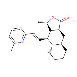 Cc1cccc(/C=C/[C@@H]2[C@H]3CCCC[C@@H]3C[C@@H]3C(=O)O[C@@H](C)[C@@H]32)n1 ZINC000013673187