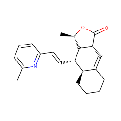 Cc1cccc(/C=C/[C@H]2[C@@H]3CCCCC3=C[C@H]3C(=O)O[C@H](C)[C@@H]23)n1 ZINC000028823085