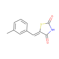 Cc1cccc(/C=C2\SC(=O)NC2=O)c1 ZINC000012343955