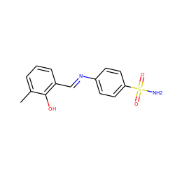 Cc1cccc(/C=N/c2ccc(S(N)(=O)=O)cc2)c1O ZINC000653689034