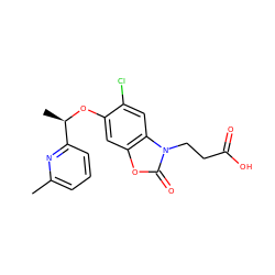 Cc1cccc([C@@H](C)Oc2cc3oc(=O)n(CCC(=O)O)c3cc2Cl)n1 ZINC001772573970