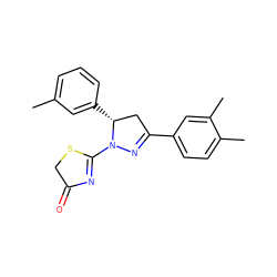 Cc1cccc([C@@H]2CC(c3ccc(C)c(C)c3)=NN2C2=NC(=O)CS2)c1 ZINC000095575521