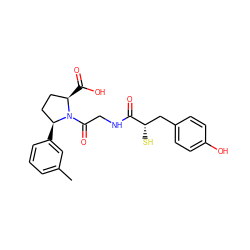 Cc1cccc([C@H]2CC[C@@H](C(=O)O)N2C(=O)CNC(=O)[C@@H](S)Cc2ccc(O)cc2)c1 ZINC000013756728