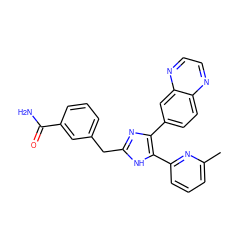 Cc1cccc(-c2[nH]c(Cc3cccc(C(N)=O)c3)nc2-c2ccc3nccnc3c2)n1 ZINC000013985930