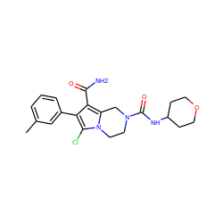 Cc1cccc(-c2c(C(N)=O)c3n(c2Cl)CCN(C(=O)NC2CCOCC2)C3)c1 ZINC000223380234