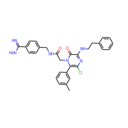 Cc1cccc(-c2c(Cl)nc(NCCc3ccccc3)c(=O)n2CC(=O)NCc2ccc(C(=N)N)cc2)c1 ZINC000013527091