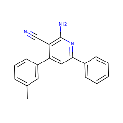 Cc1cccc(-c2cc(-c3ccccc3)nc(N)c2C#N)c1 ZINC000033458861