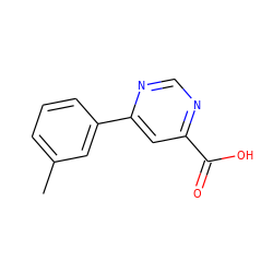 Cc1cccc(-c2cc(C(=O)O)ncn2)c1 ZINC000117588801