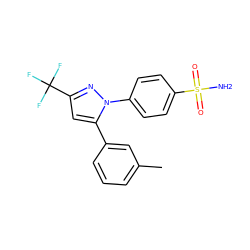 Cc1cccc(-c2cc(C(F)(F)F)nn2-c2ccc(S(N)(=O)=O)cc2)c1 ZINC000013761811