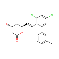 Cc1cccc(-c2cc(Cl)cc(Cl)c2/C=C/[C@@H]2C[C@@H](O)CC(=O)O2)c1 ZINC000029481262