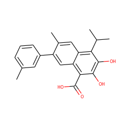 Cc1cccc(-c2cc3c(C(=O)O)c(O)c(O)c(C(C)C)c3cc2C)c1 ZINC000653813189