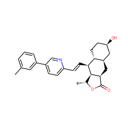 Cc1cccc(-c2ccc(/C=C/[C@@H]3[C@@H]4[C@@H](C)OC(=O)[C@@H]4C[C@@H]4C[C@H](O)CC[C@H]43)nc2)c1 ZINC000034802893