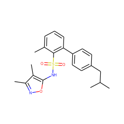 Cc1cccc(-c2ccc(CC(C)C)cc2)c1S(=O)(=O)Nc1onc(C)c1C ZINC000013782452