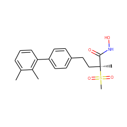 Cc1cccc(-c2ccc(CC[C@@](C)(C(=O)NO)S(C)(=O)=O)cc2)c1C ZINC000169708126