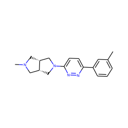 Cc1cccc(-c2ccc(N3C[C@@H]4CN(C)C[C@@H]4C3)nn2)c1 ZINC000040973724