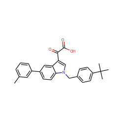 Cc1cccc(-c2ccc3c(c2)c(C(=O)C(=O)O)cn3Cc2ccc(C(C)(C)C)cc2)c1 ZINC000013580622