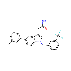 Cc1cccc(-c2ccc3c(c2)c(CC(N)=O)cn3Cc2cccc(C(F)(F)F)c2)c1 ZINC000028888159