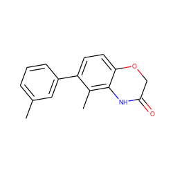 Cc1cccc(-c2ccc3c(c2C)NC(=O)CO3)c1 ZINC000141333668