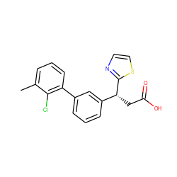 Cc1cccc(-c2cccc([C@@H](CC(=O)O)c3nccs3)c2)c1Cl ZINC000221078652