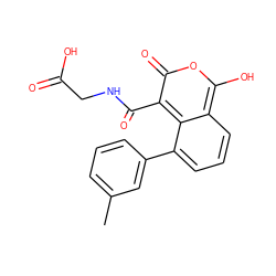 Cc1cccc(-c2cccc3c(O)oc(=O)c(C(=O)NCC(=O)O)c23)c1 ZINC000114872303