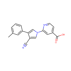 Cc1cccc(-c2cn(-c3cc(C(=O)O)ccn3)cc2C#N)c1 ZINC000200840415