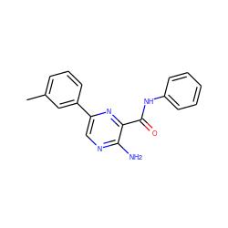 Cc1cccc(-c2cnc(N)c(C(=O)Nc3ccccc3)n2)c1 ZINC000071316218