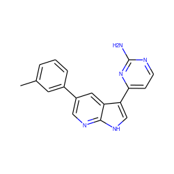 Cc1cccc(-c2cnc3[nH]cc(-c4ccnc(N)n4)c3c2)c1 ZINC001772639679